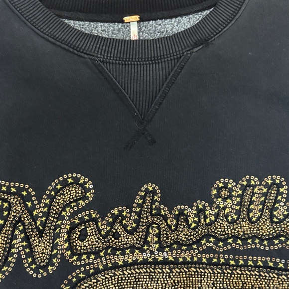 Free People Black and Gold Embellished Sweatshirt - Picture 4 of 12